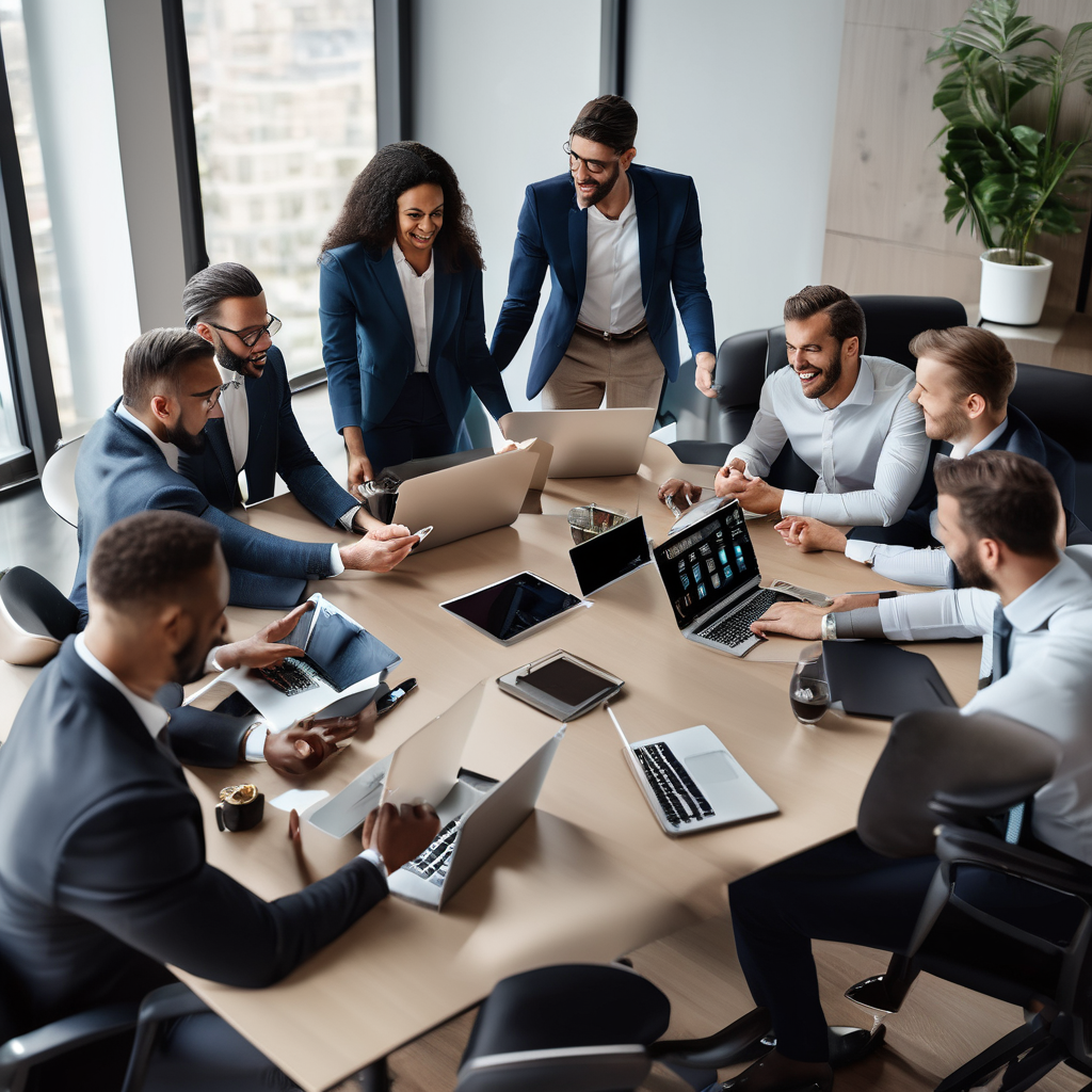 Internet marketing companies professional team collaborating on digital marketing project